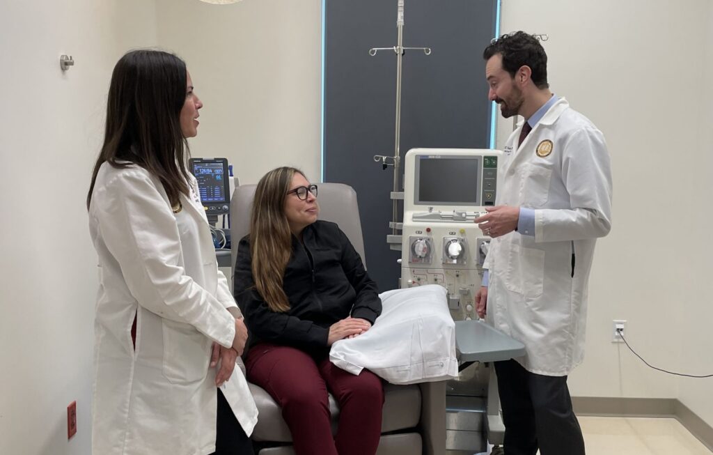 A patient discussing with her doctor