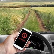 Cell reception is sparse in rural areas.